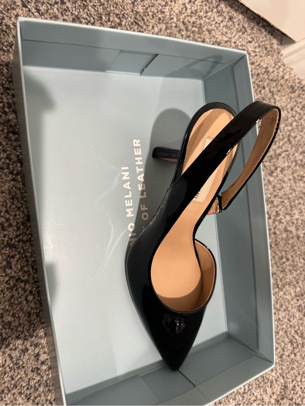 ANTONIO MELANI Black Patent Slingback Pointed-Toe Pump
